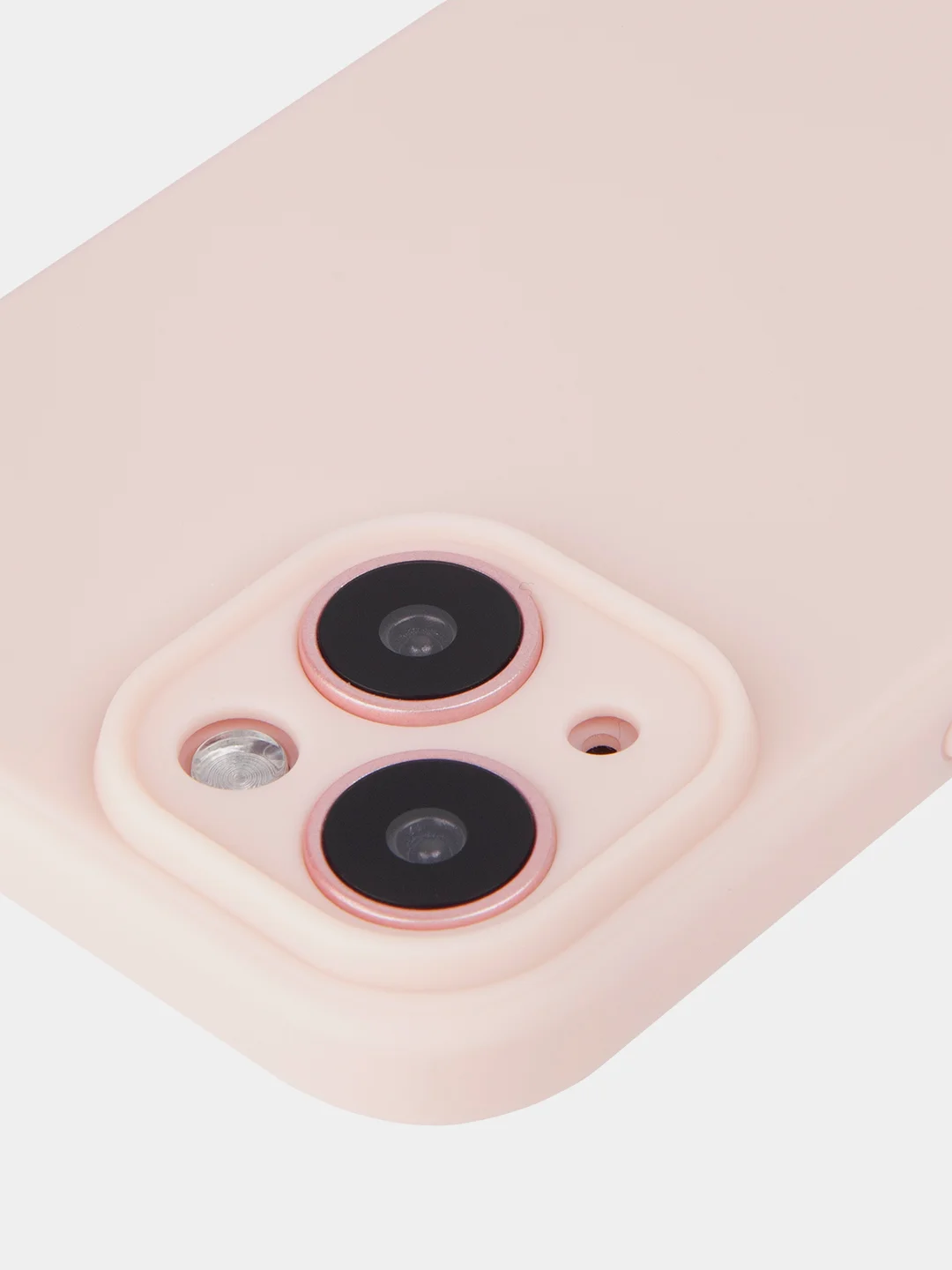 Пудровый чехол + стекло для iPhone 15 силиконовый ROSCO матовый тонкий с бортиком- защитой камер