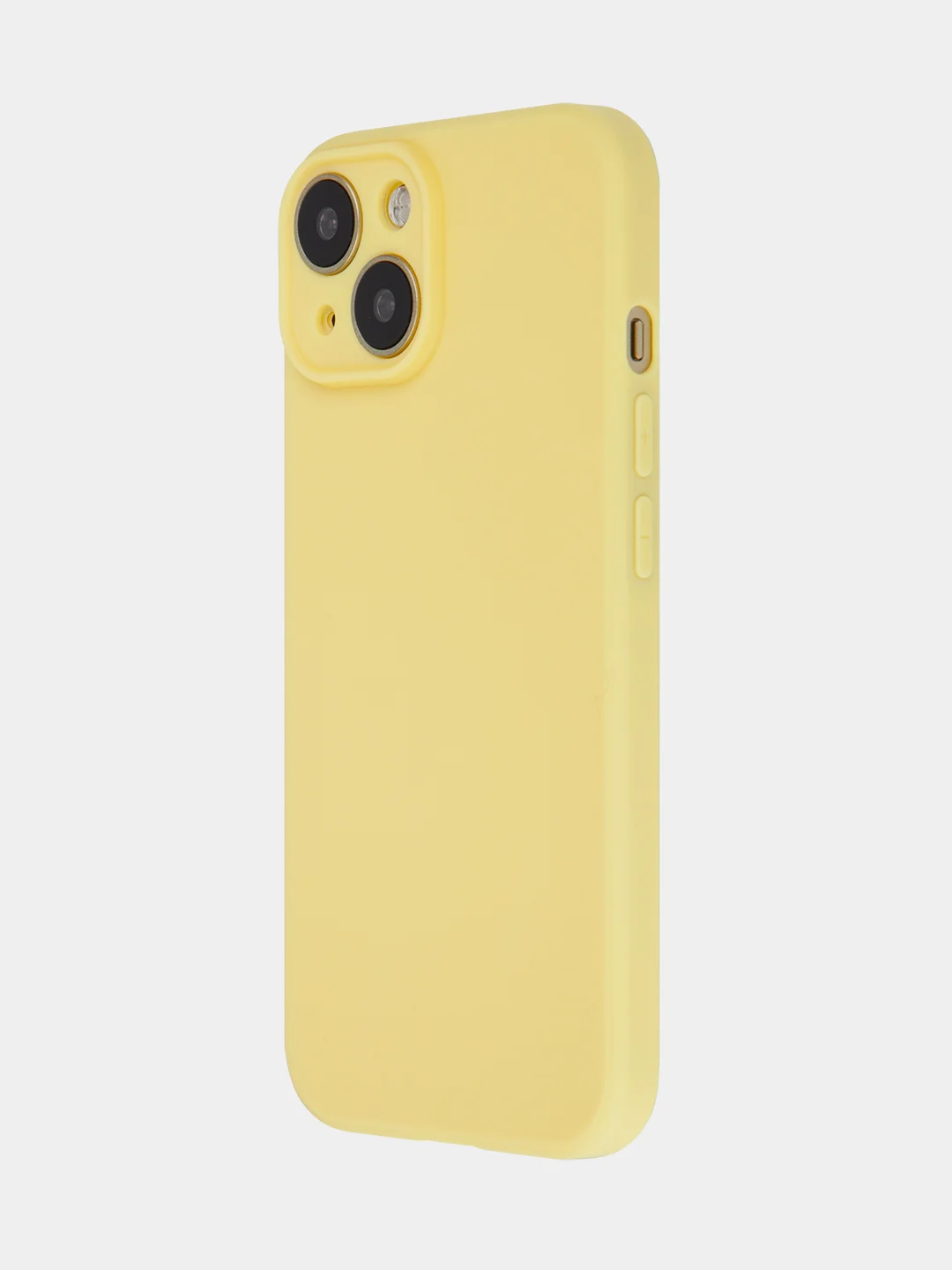 Желтый чехол + стекло для iPhone 15 силиконовый ROSCO матовый тонкий с бортиком- защитой камер