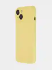 Желтый чехол + стекло для iPhone 15 силиконовый ROSCO матовый тонкий с бортиком- защитой камер