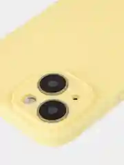Желтый чехол + стекло для iPhone 15 силиконовый ROSCO матовый тонкий с бортиком- защитой камер