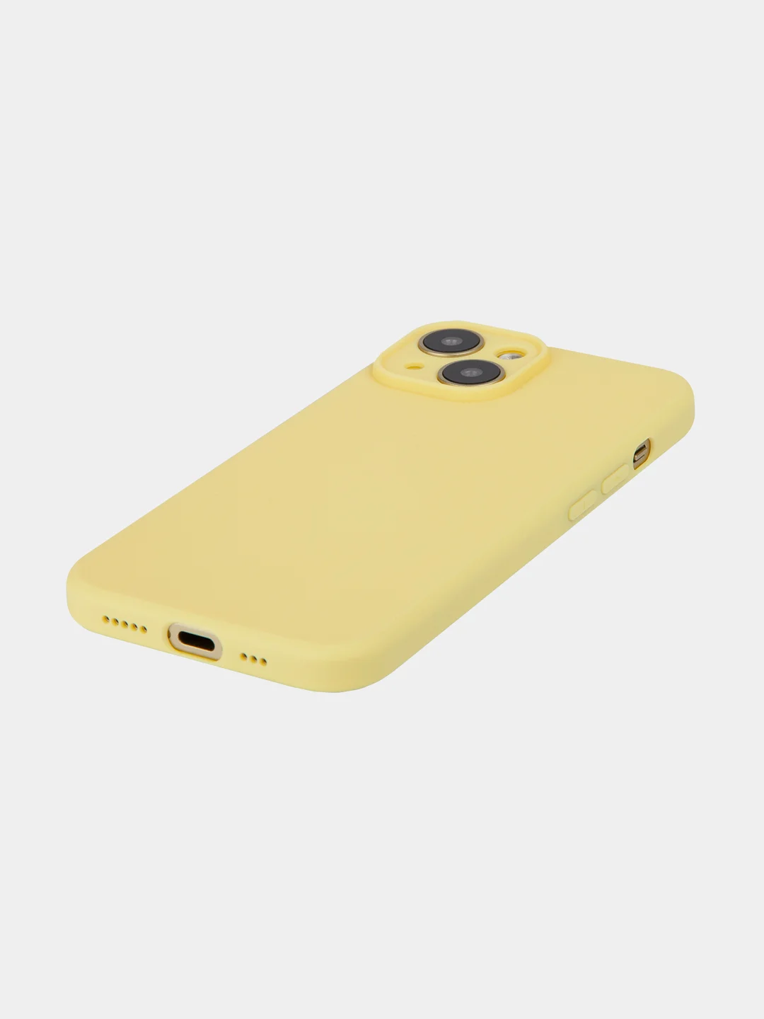 Желтый чехол + стекло для iPhone 15 силиконовый ROSCO матовый тонкий с бортиком- защитой камер