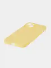 Желтый чехол + стекло для iPhone 15 силиконовый ROSCO матовый тонкий с бортиком- защитой камер