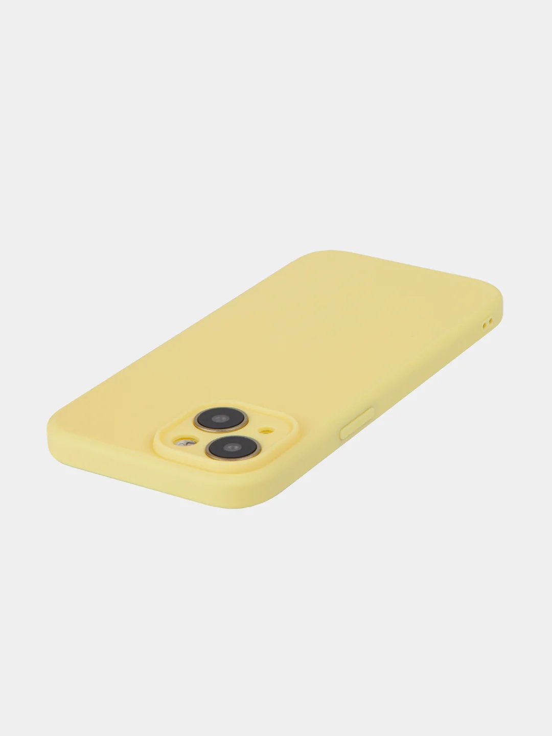 Желтый чехол + стекло для iPhone 15 силиконовый ROSCO матовый тонкий с бортиком- защитой камер