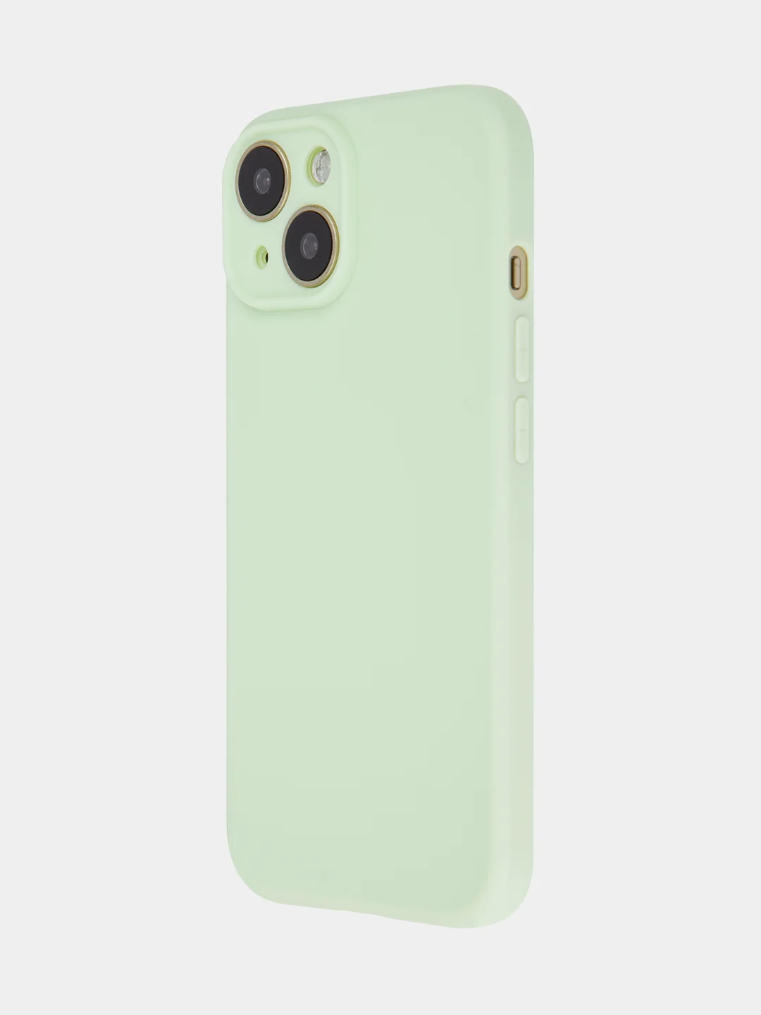 Мятный чехол + стекло для iPhone 15 силиконовый ROSCO матовый тонкий с бортиком- защитой камер