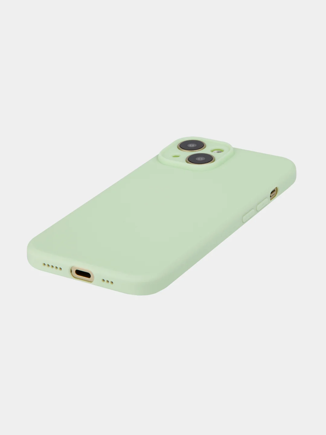 Мятный чехол + стекло для iPhone 15 силиконовый ROSCO матовый тонкий с бортиком- защитой камер