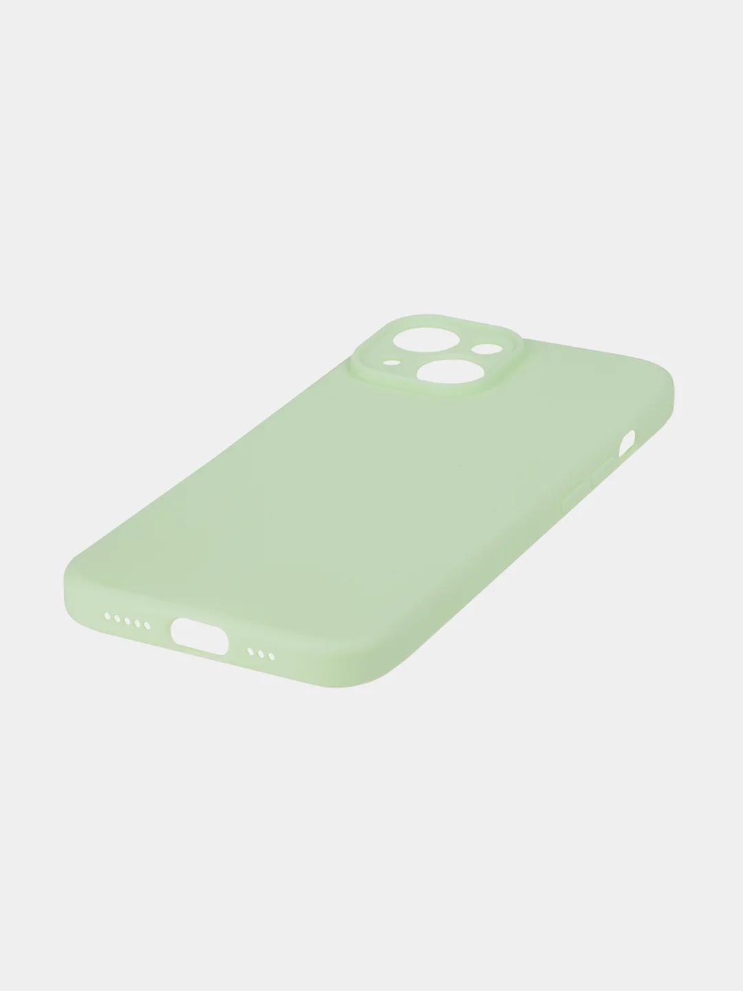 Мятный чехол + стекло для iPhone 15 силиконовый ROSCO матовый тонкий с бортиком- защитой камер