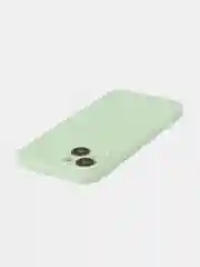 Мятный чехол + стекло для iPhone 15 силиконовый ROSCO матовый тонкий с бортиком- защитой камер