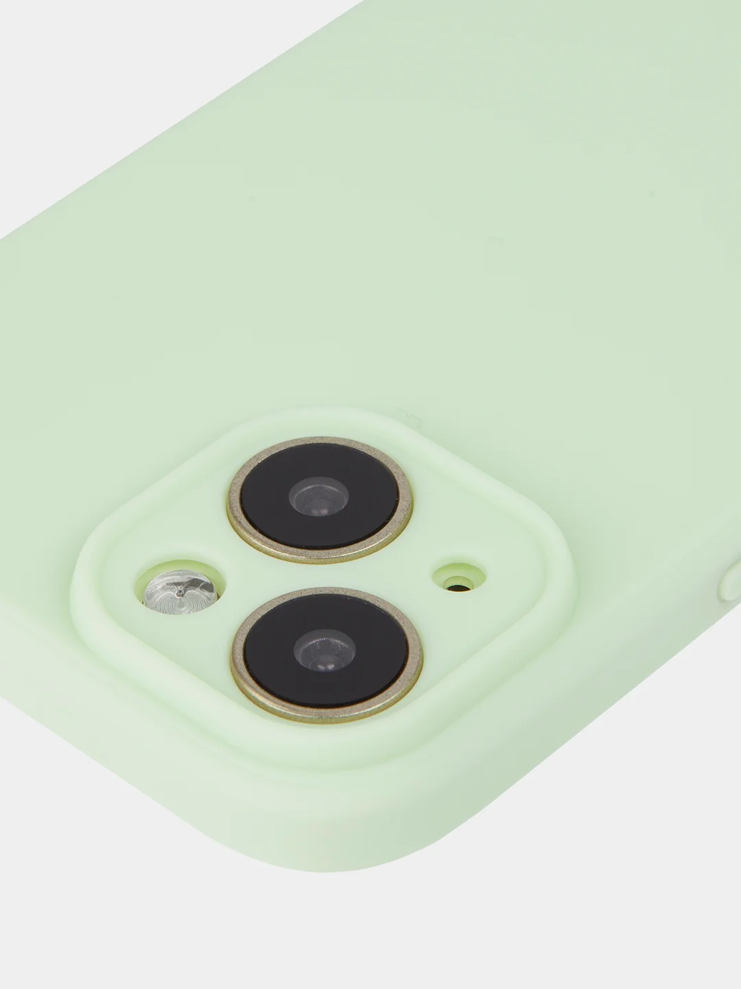 Мятный чехол + стекло для iPhone 15 силиконовый ROSCO матовый тонкий с бортиком- защитой камер