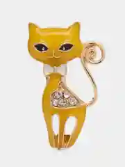 Желтый брошь "Кошка, котик"