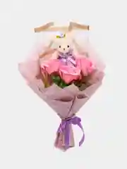 Конфетный светящийся букет,букет из мягких игрушек и роз, подарочный набор