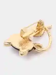 Черный брошь с опаловым камнем "Кошка"