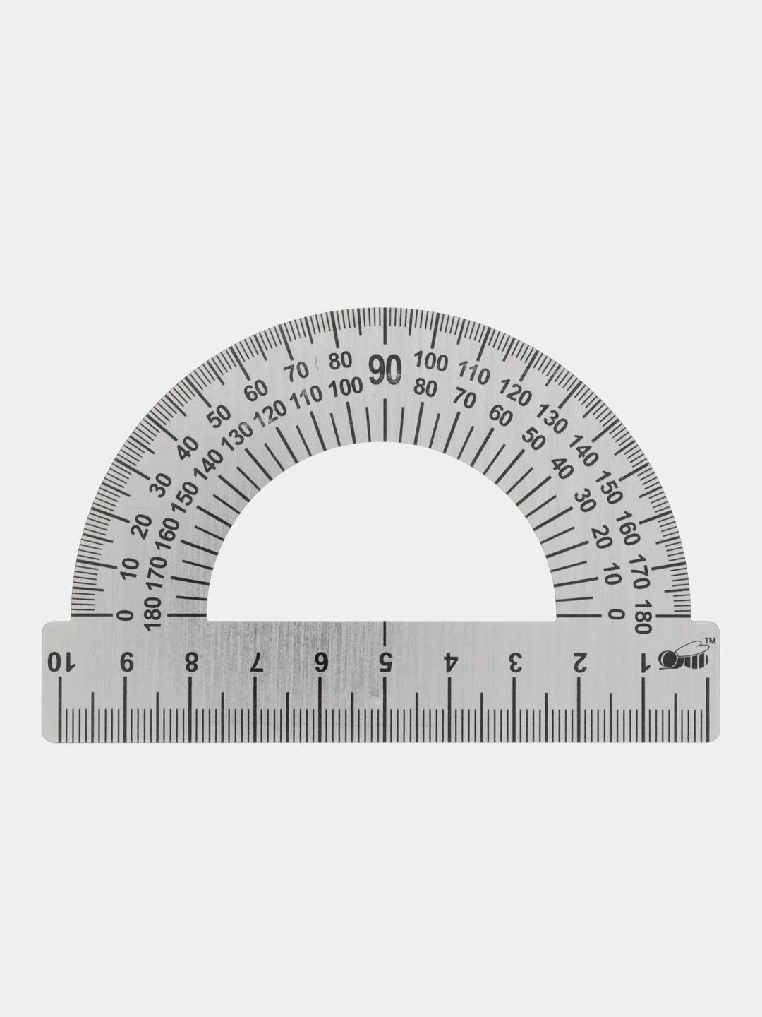 Транспортир 180*/10 см МЕТАЛЛИЧЕСКИЙ (стальной)