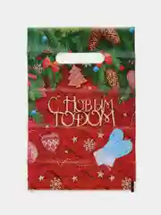 Красный пакет новогодний полиэтиленовый набор 5 шт, 10 шт, 20 х 30 см, набор, разные цвета