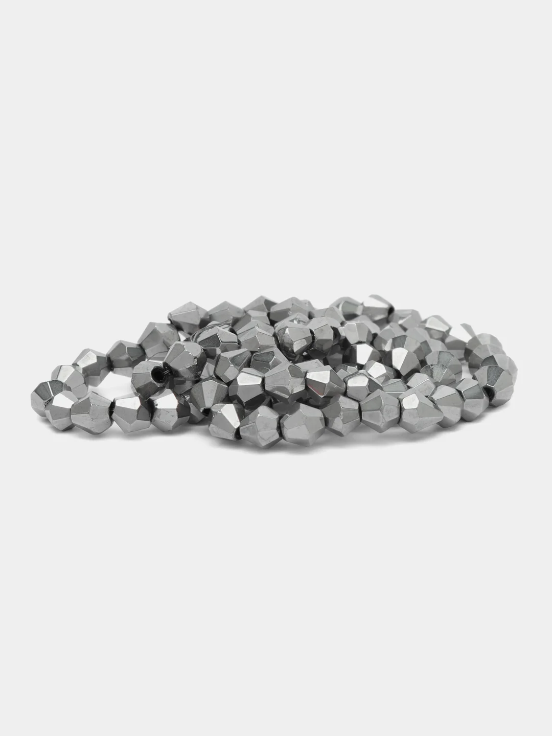 Серебряный стеклянные бусины биконусы, граненные, 4 мм, 100 шт