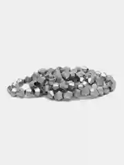 Серебряный стеклянные бусины биконусы, граненные, 4 мм, 100 шт