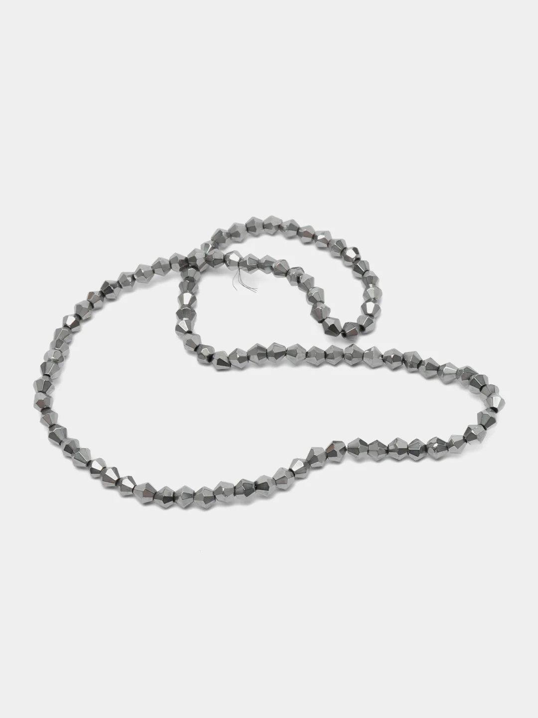 Серебряный стеклянные бусины биконусы, граненные, 4 мм, 100 шт