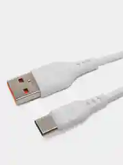 Белый кабель зарядник USB Type-C Denmen D01T 2.4A, зарядка 1 м