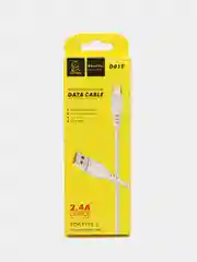 Белый кабель зарядник USB Type-C Denmen D01T 2.4A, зарядка 1 м