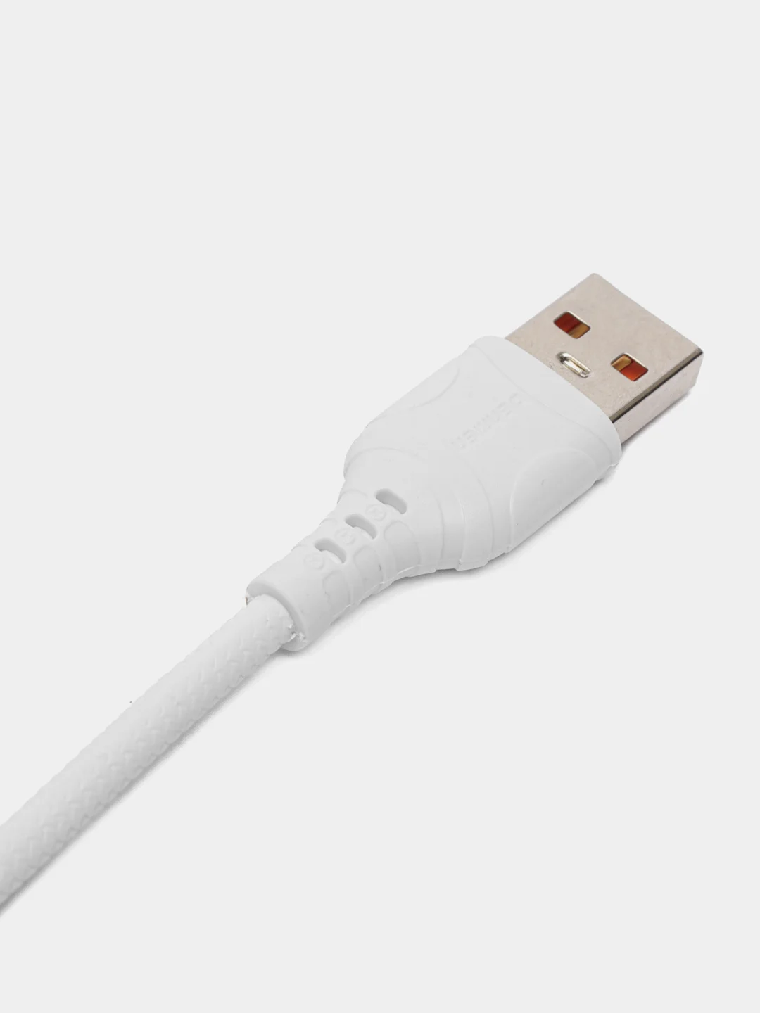 Кабель для заряда micro USB / Type-C, нейлоновый кабель, Denmen, D08V/ D08T белый, 3.6 А