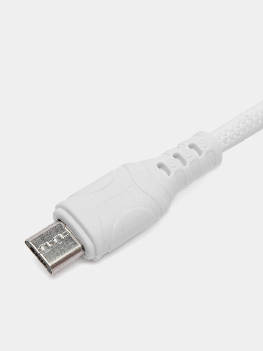 Кабель для заряда micro USB / Type-C, нейлоновый кабель, Denmen, D08V/ D08T белый, 3.6 А
