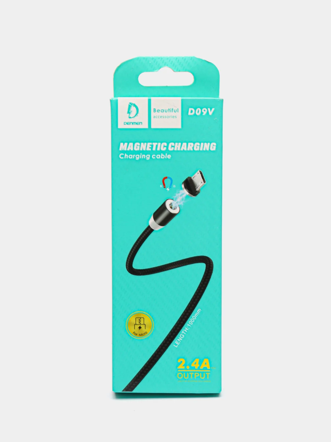 Магнитный USB Кабель Denmen D09V, micro USB, магнитный, нейлон, 2.4 A