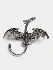 Серебряный брошь "Дракон", символ года, брошка, 3 х 3,5 см
