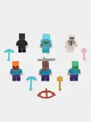 Голубой набор фигурок майнкрафт minecraft с аксессуарами, 6 героев / Набор фигурок Радужные друзья