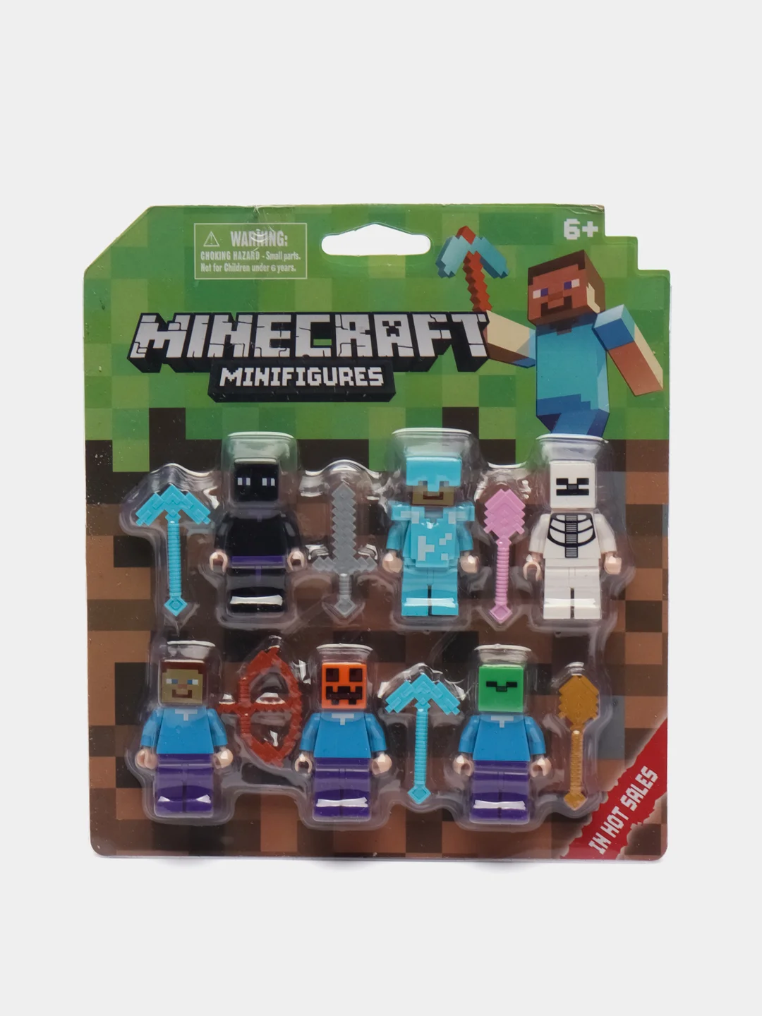 Голубой набор фигурок майнкрафт minecraft с аксессуарами, 6 героев / Набор фигурок Радужные друзья