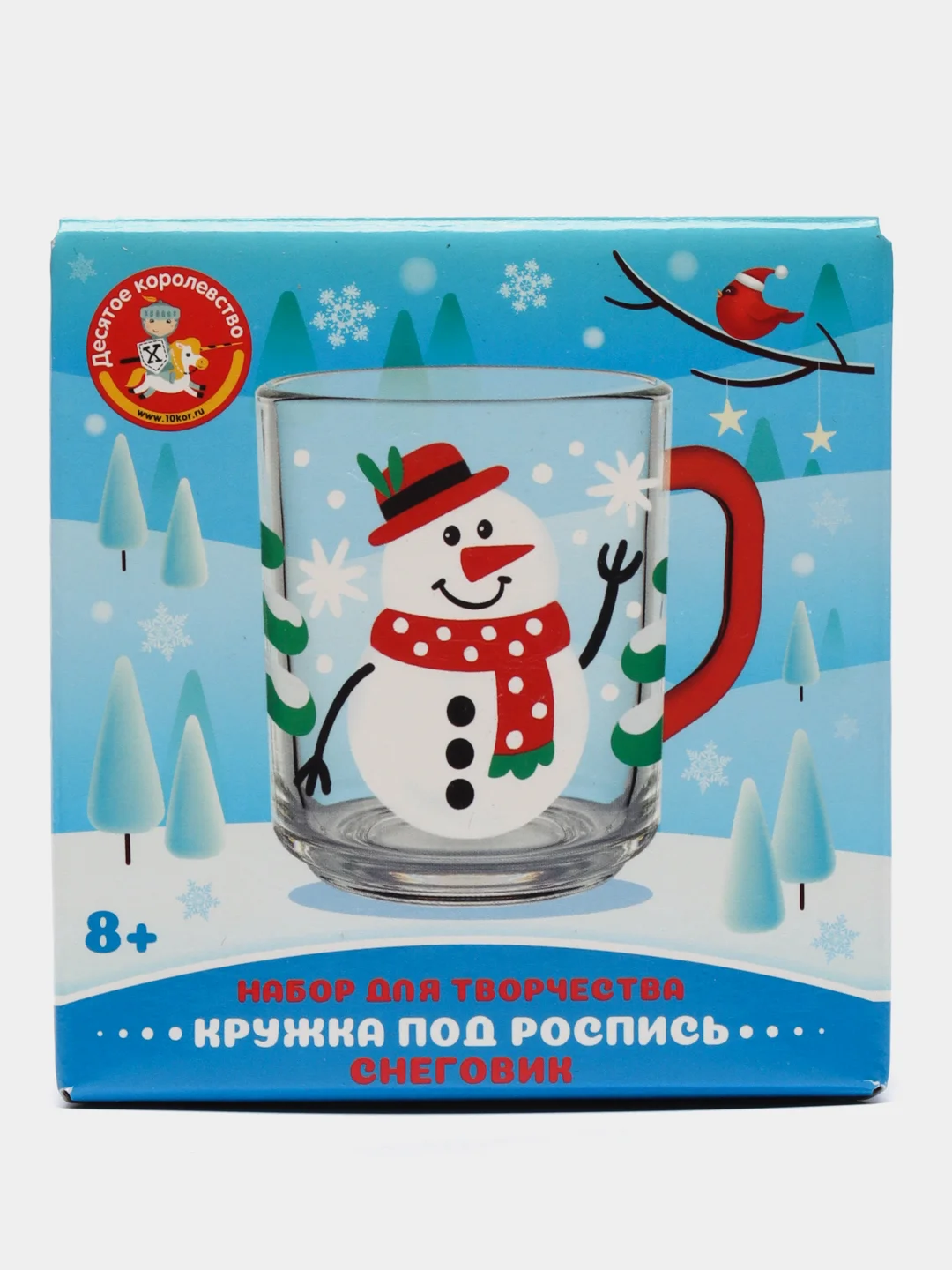 Кружка новогодняя, под роспись, "Снеговик, Пингвины с красками"