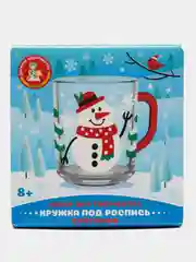 Кружка новогодняя, под роспись, "Снеговик, Пингвины с красками"