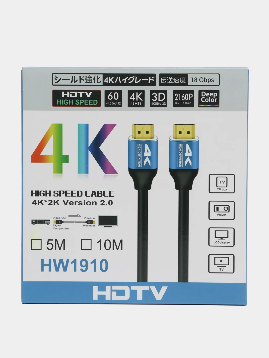 Кабель HDMI  для подключения ПК ТВ Монитора игровых ТВ приставок  FullHD 4K 1080P