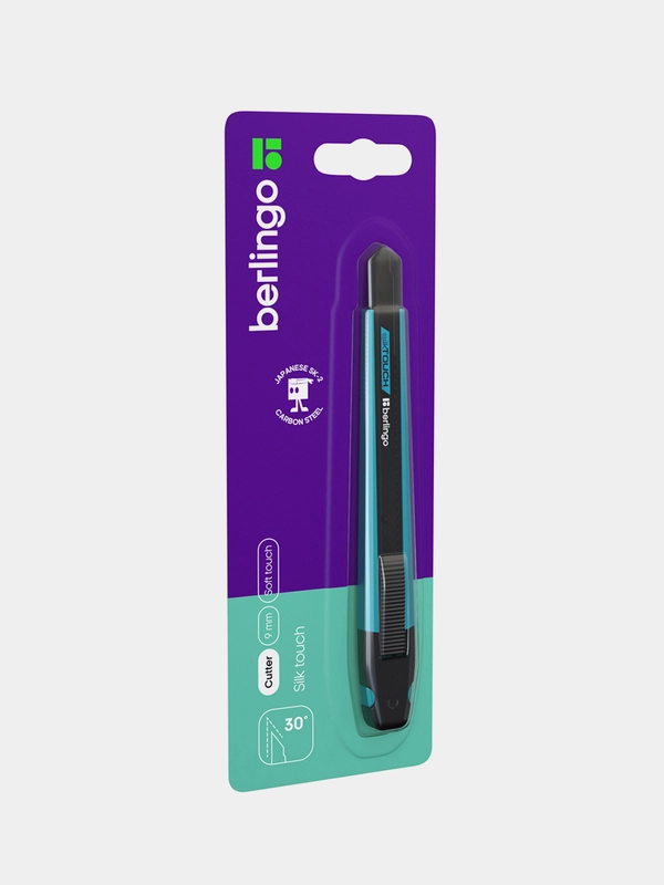 Нож канцелярский Berlingo SilkTouch, 9 мм, черное лезвие, auto-lock, 1шт