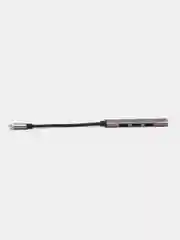 Серый металлик type-c хаб, USB разветвитель, 4 порта