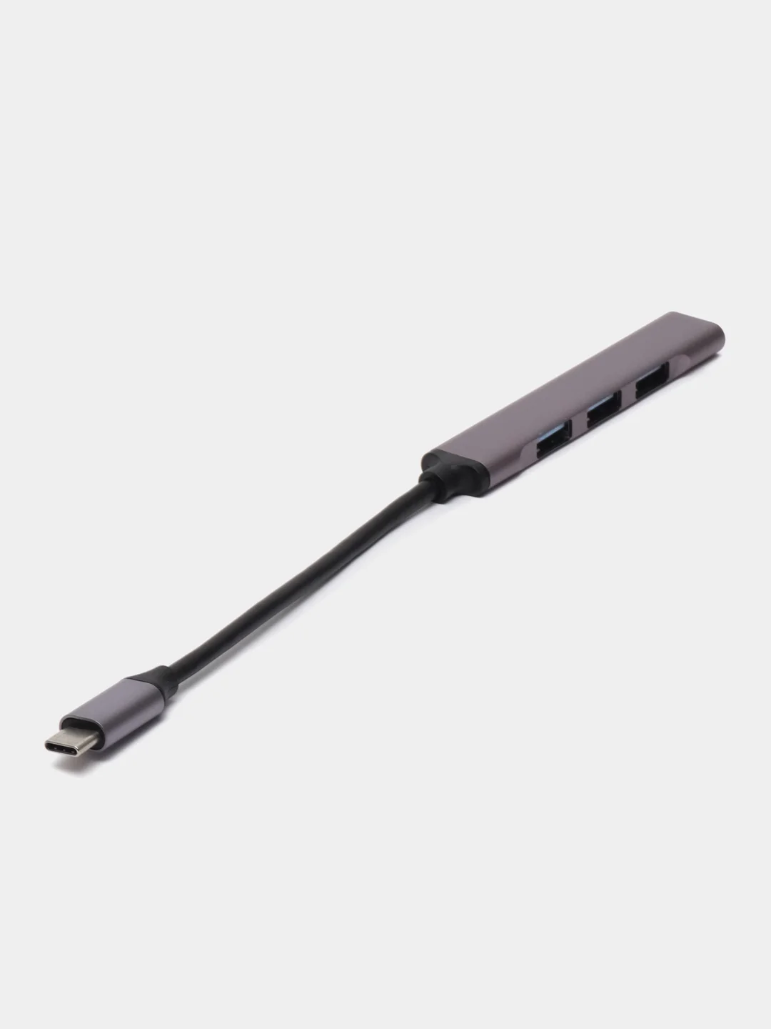 Серый металлик type-c хаб, USB разветвитель, 4 порта