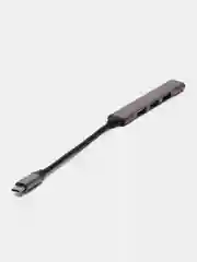 Серый металлик type-c хаб, USB разветвитель, 4 порта