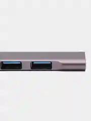 Серый type-c хаб, USB разветвитель, 4 порта