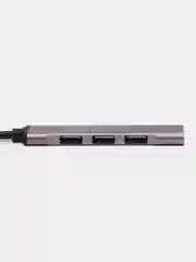 Серый металлик usb-хаб, переходник HUB 3.0, USB разветвитель