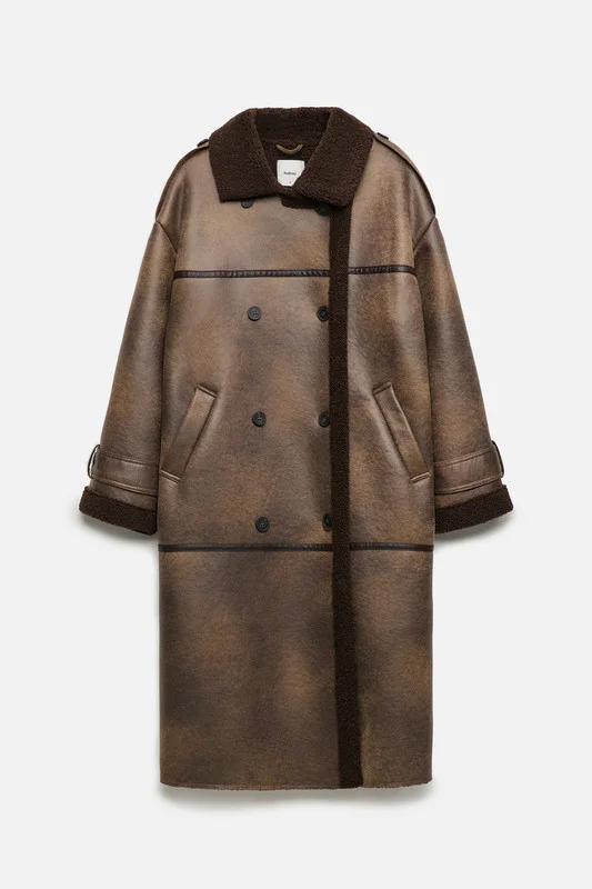 Коричневый дубленка женская Befree oversize