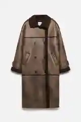 Коричневый дубленка женская Befree oversize