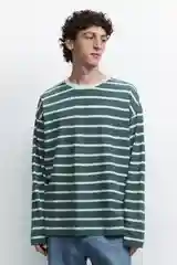 Белый лонгслив мужской Befree oversize с принтом в полоску