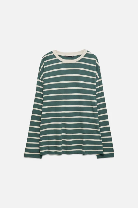 Белый лонгслив мужской Befree oversize с принтом в полоску