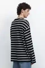 Белый лонгслив мужской Befree oversize с принтом в полоску
