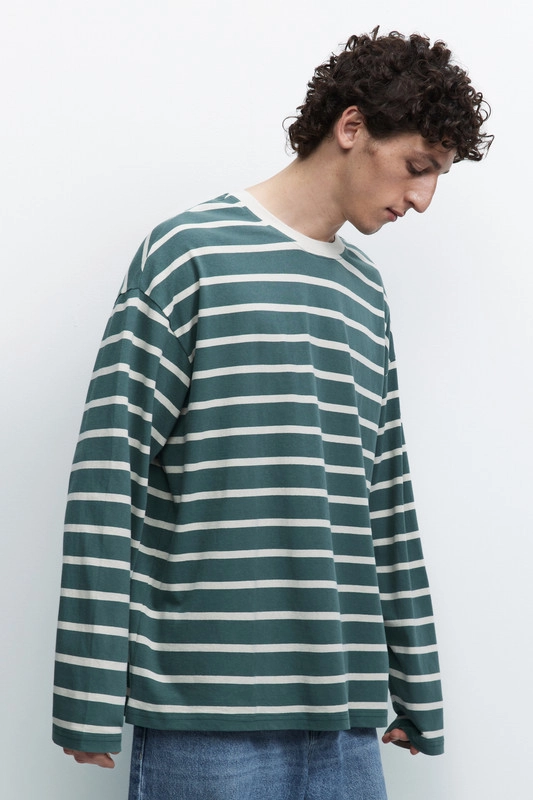 Лонгслив мужской Befree oversize с принтом в полоску
