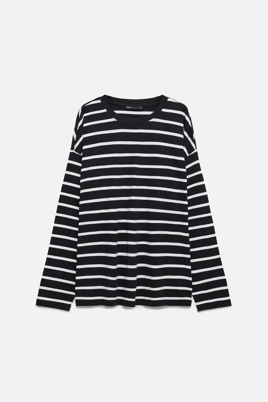 Белый лонгслив мужской Befree oversize с принтом в полоску