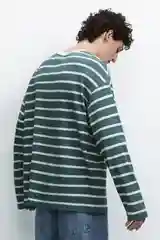 Белый лонгслив мужской Befree oversize с принтом в полоску