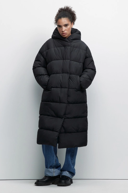 Пальто женское Befree oversize стеганое длинное с капюшоном