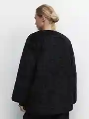 Черный шуба женская Befree короткая из экомеха с круглым вырезом