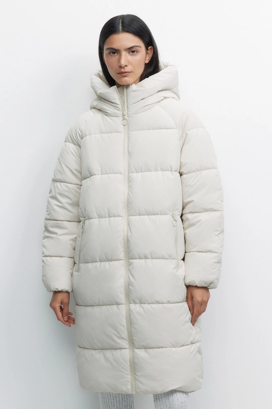 Пальто женское Befree oversize стеганое длинное с капюшоном