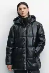 Куртка женская Befree из экокожи стеганая с капюшоном и воротником