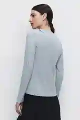 Серый меланж лонгслив женский Befree oversize хлопковый с вареным эффектом и принтом